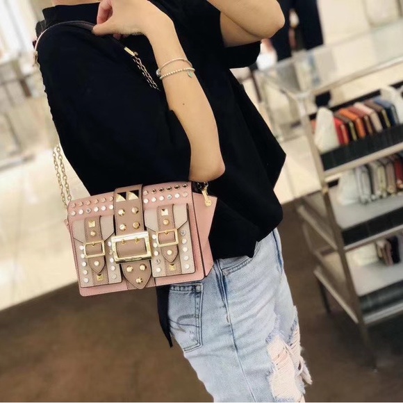 NWT Michael kors softpink Hayden Purse Studded Crossbody Shoulder Bag - Picture 7 of 13